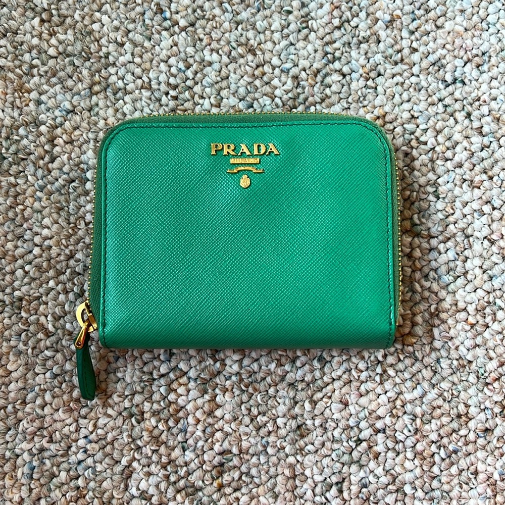 Prada Kelly Green Leather Wallet
